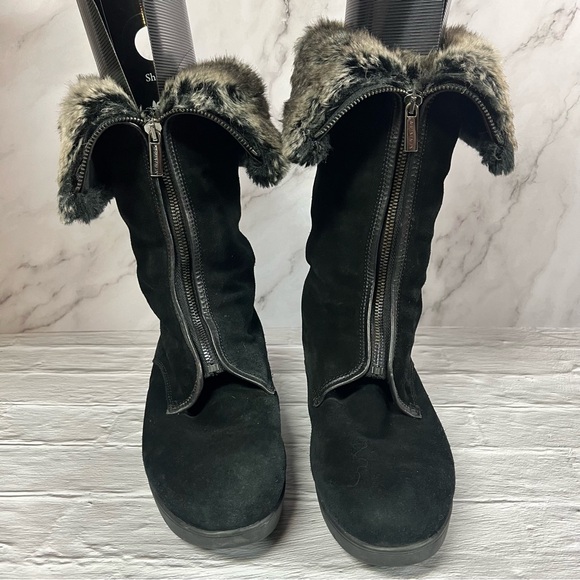 Aquatalia Black Suede Tall Weatherproof Winter Boots Fur lined - Picture 3 of 15